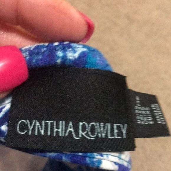 Cynthia Rowley Blue White Print Dress Small Flare - Picture 10 of 14